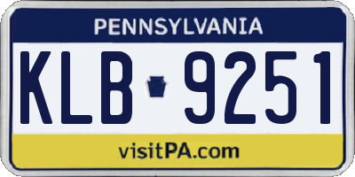 PA license plate KLB9251