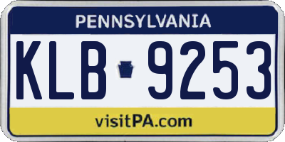 PA license plate KLB9253