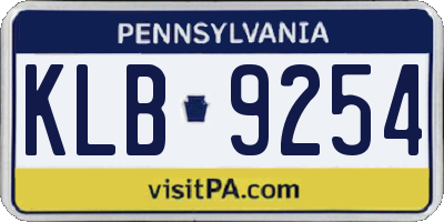 PA license plate KLB9254