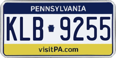 PA license plate KLB9255