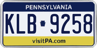 PA license plate KLB9258
