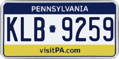 PA license plate KLB9259