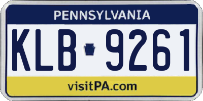 PA license plate KLB9261