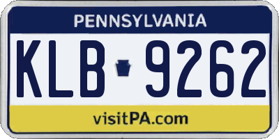 PA license plate KLB9262