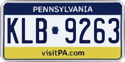 PA license plate KLB9263