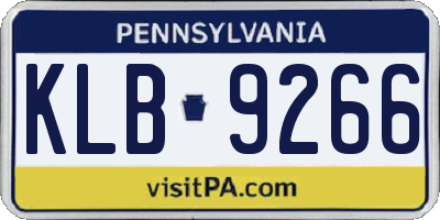 PA license plate KLB9266
