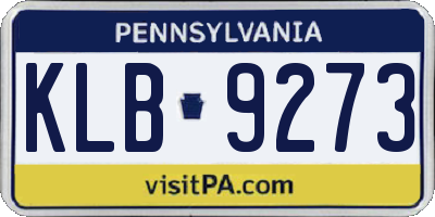 PA license plate KLB9273