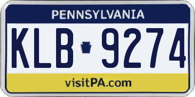 PA license plate KLB9274