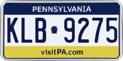 PA license plate KLB9275
