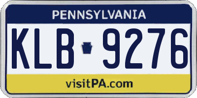 PA license plate KLB9276