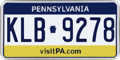 PA license plate KLB9278