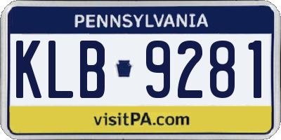 PA license plate KLB9281