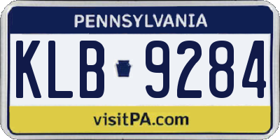 PA license plate KLB9284
