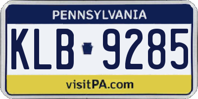 PA license plate KLB9285