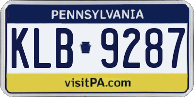 PA license plate KLB9287
