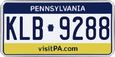 PA license plate KLB9288