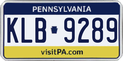PA license plate KLB9289