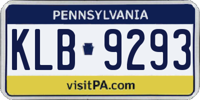 PA license plate KLB9293