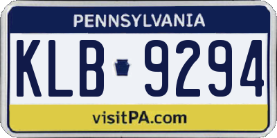 PA license plate KLB9294