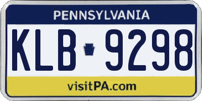 PA license plate KLB9298