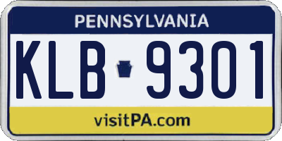 PA license plate KLB9301
