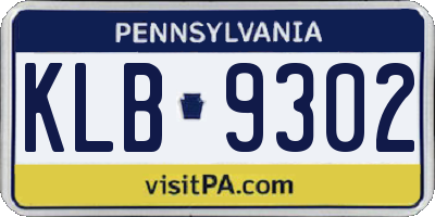PA license plate KLB9302