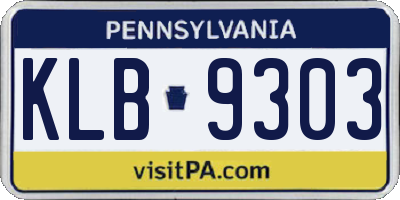 PA license plate KLB9303