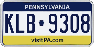 PA license plate KLB9308