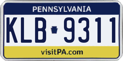 PA license plate KLB9311
