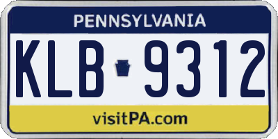 PA license plate KLB9312