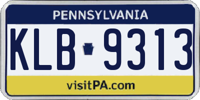 PA license plate KLB9313