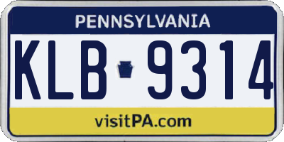 PA license plate KLB9314