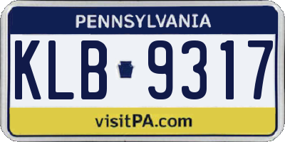 PA license plate KLB9317