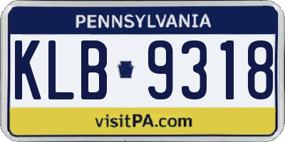 PA license plate KLB9318