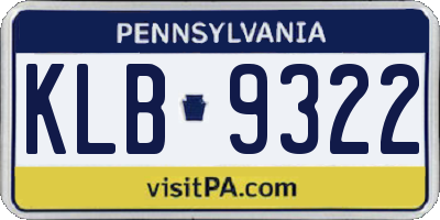 PA license plate KLB9322