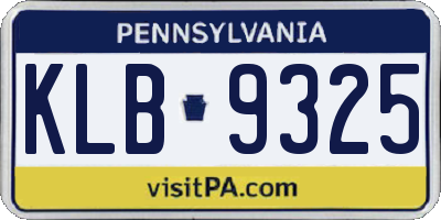 PA license plate KLB9325
