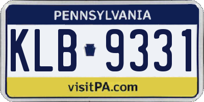PA license plate KLB9331