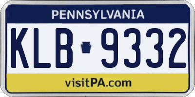 PA license plate KLB9332