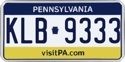 PA license plate KLB9333