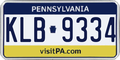 PA license plate KLB9334