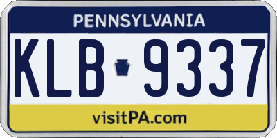 PA license plate KLB9337