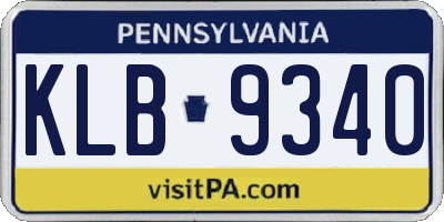 PA license plate KLB9340