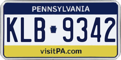 PA license plate KLB9342