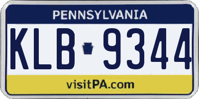 PA license plate KLB9344