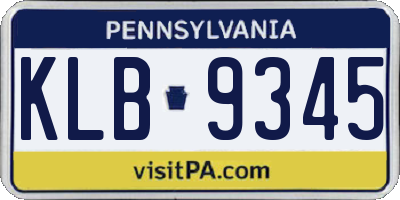 PA license plate KLB9345