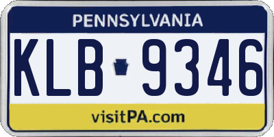 PA license plate KLB9346