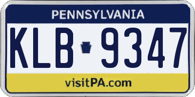 PA license plate KLB9347