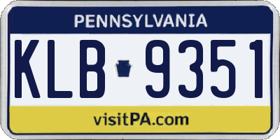 PA license plate KLB9351