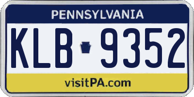 PA license plate KLB9352
