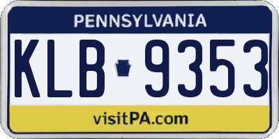 PA license plate KLB9353